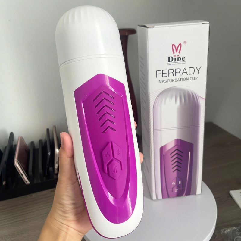 Âm đạo giả Dibe Ferrady rung thụt bú mút tự động tỏa nhiệt ấm như đang thổi kèn + tặng kèm BCS và GEL bôi trơn